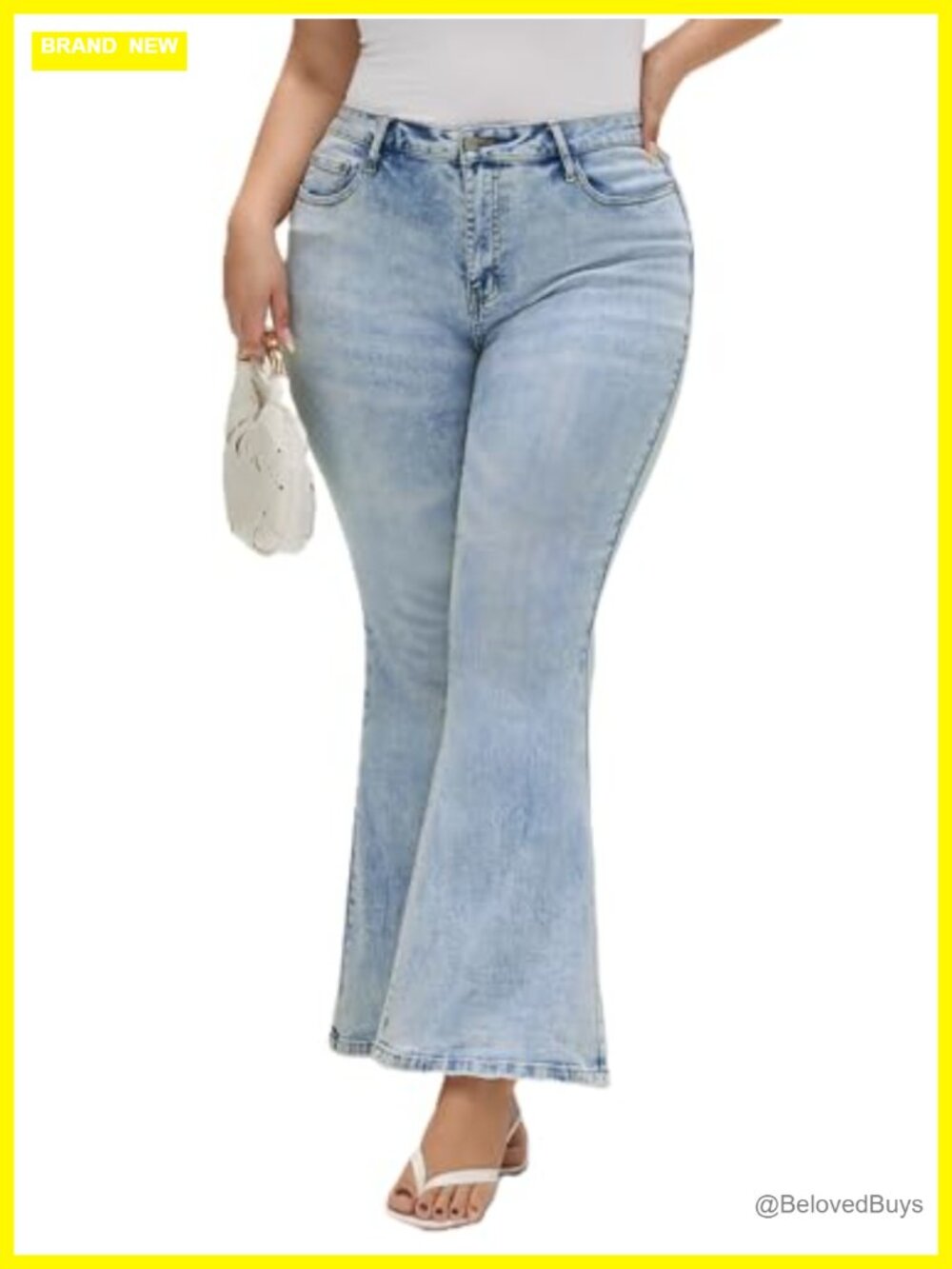 High Waisted Flare Bootcut Jeans Stretchy Ripped Distressed Denim